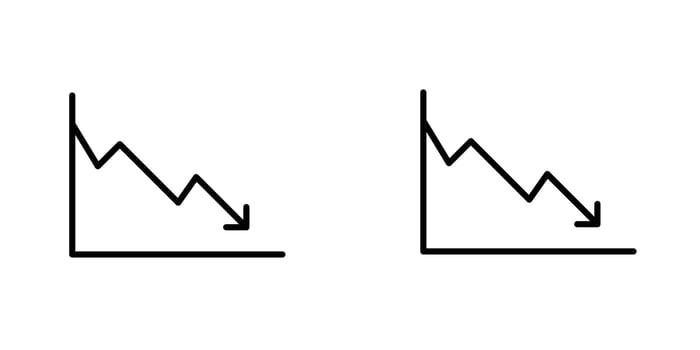 Reduction chart icon in doodles flat and line stroke pack vector
