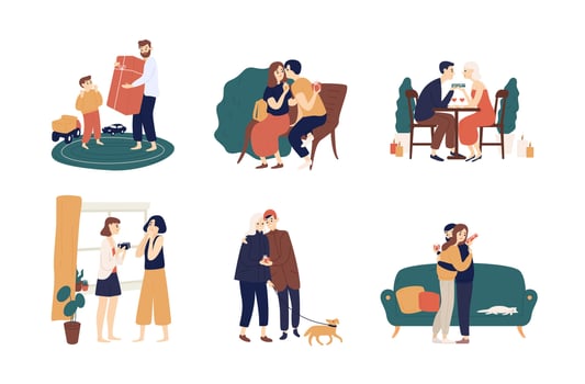 Family moments and connections illustrated artwork vector
