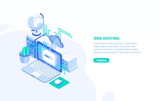 Web hosting solutions illustration vector