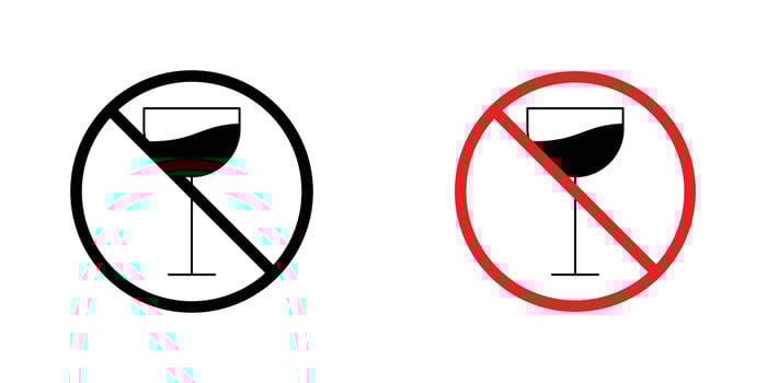 No wine sign in doodles flat and line stroke pack vector