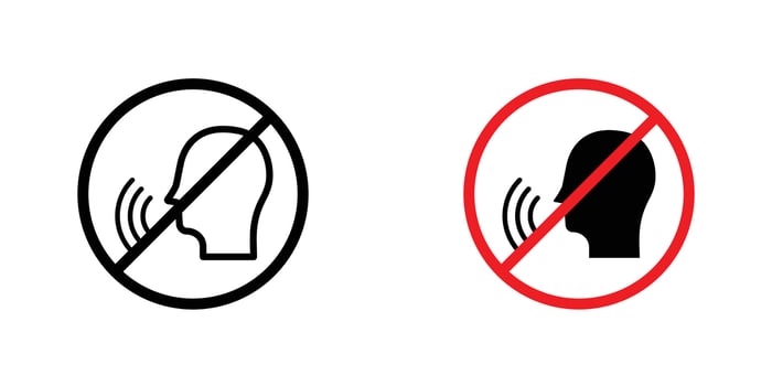No talking sign in doodles flat and line stroke pack vector