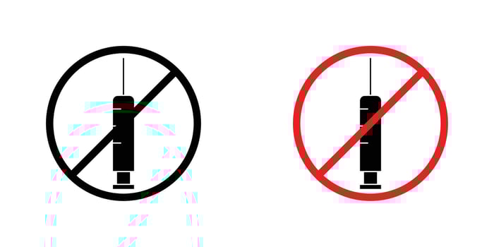 No syringe sign in doodles flat and line stroke pack vector