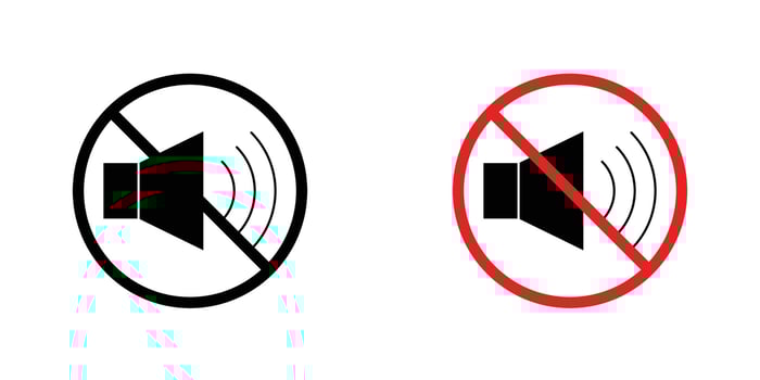 No sound sign in doodles flat and line stroke pack vector