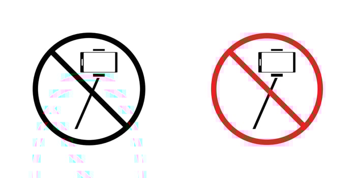 No selfie sign in doodles flat and line stroke pack vector