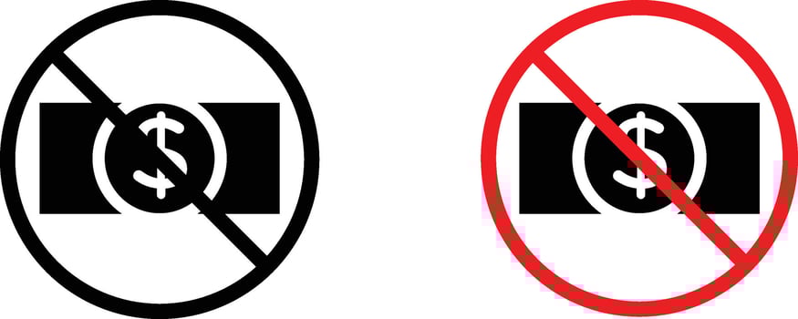 No money sign pack. glyph flat icons vector