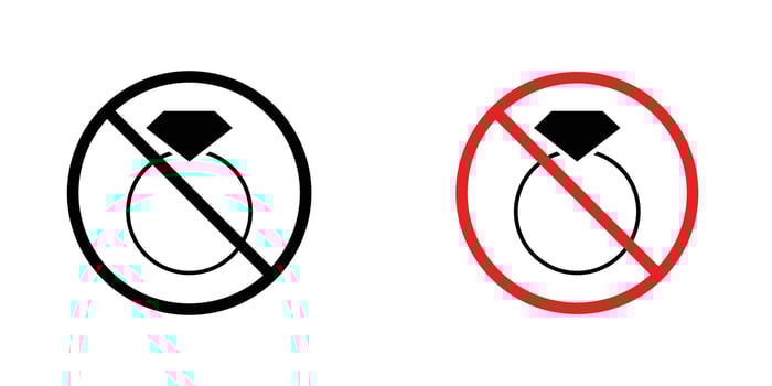 No jewelry sign in doodles flat and line stroke pack vector