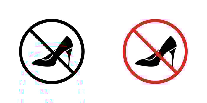 No high heels sign in doodles flat and line stroke pack vector