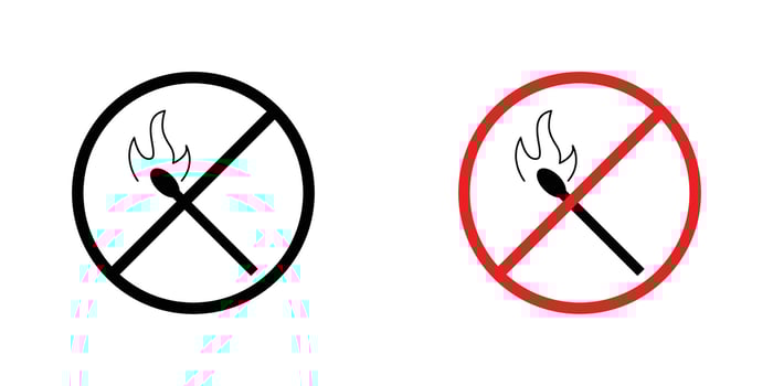 No fire sign in doodles flat and line stroke pack vector