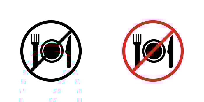 No eating sign in doodles flat and line stroke pack vector