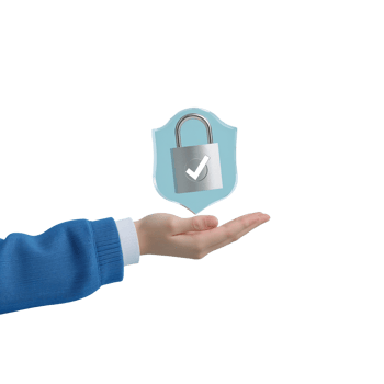 Secured future presented hand featuring digital padlock icon for peace of mind png