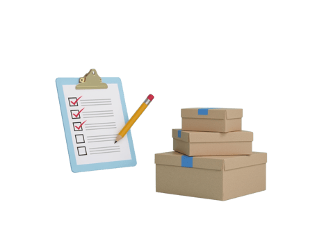 Efficient logistics illustration displaying checklist completion and cardboard packages arrangement png