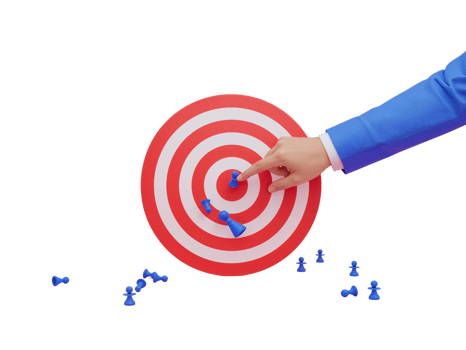 Precision strike achievement illustrated on target with strategically placed pieces concept png