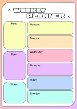 Modern Retro Colorful Trendy Printable Outlined Weekly Planner Schedule For Your Tasks vector