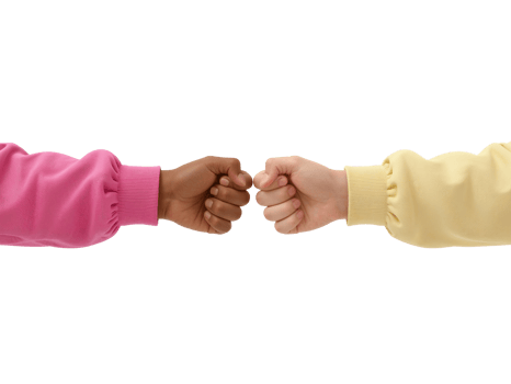 Diverse hands performing a fist bump against an isolated transparent backdrop exemplifying unity png