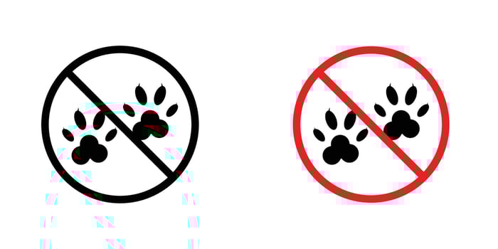 Forbidden dog pet sign in doodles flat and line stroke pack vector