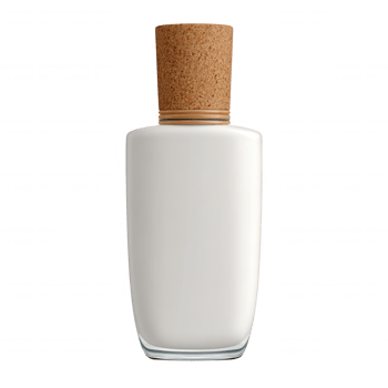 Modern frosted bottle with cork lid, perfect for skincare products. This elegant design embodies simplicity and sophistication, making it ideal for any beauty routine png