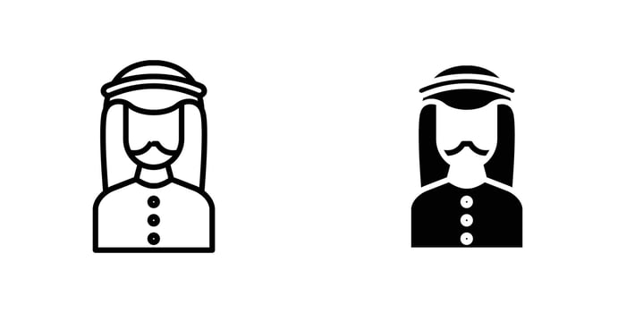 Arabic man icon in doodles flat and line stroke pack vector