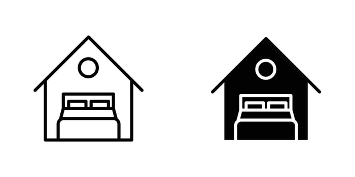 Accomodation icon in doodles flat and line stroke pack vector