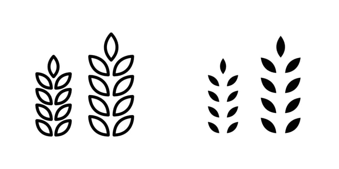 Wheat icon in doodles flat and line stroke pack vector