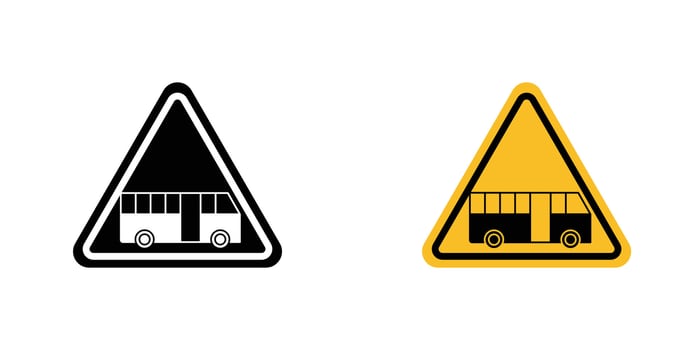 Tramway caution traffic sign in doodles flat and line stroke pack vector