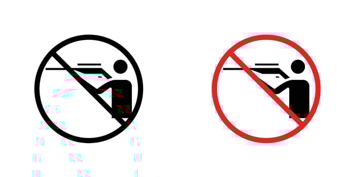 Stop hunting sign in doodles flat and line stroke pack vector