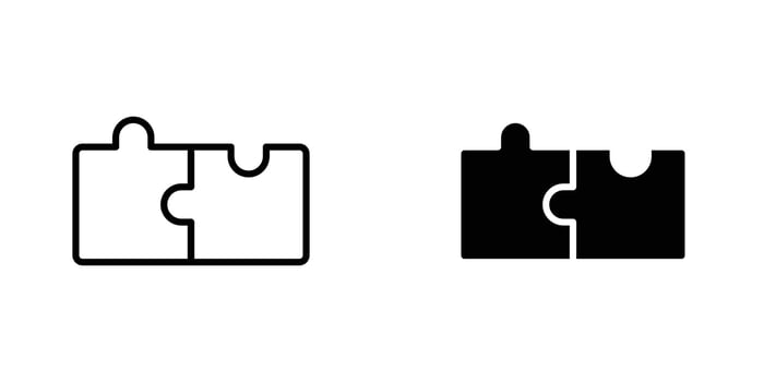 Puzzle icon in doodles flat and line stroke pack vector