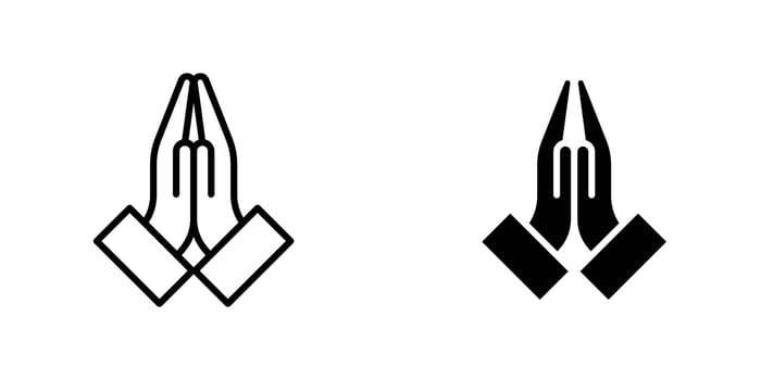 Pray icon in doodles flat and line vector