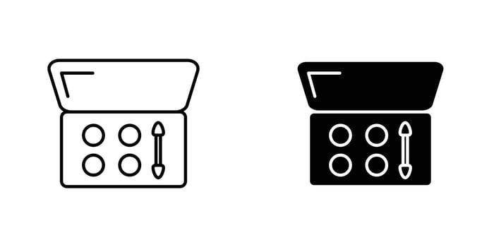 Palette with eyelash shadows icon in doodles flat and line stroke pack vector