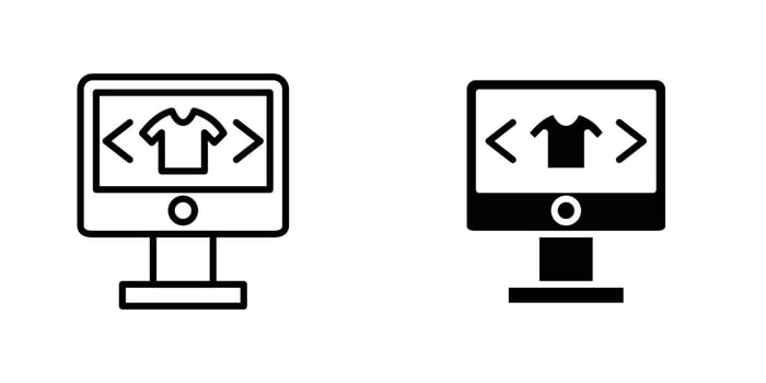 Online clothes shopping icon in doodles flat and line stroke pack vector