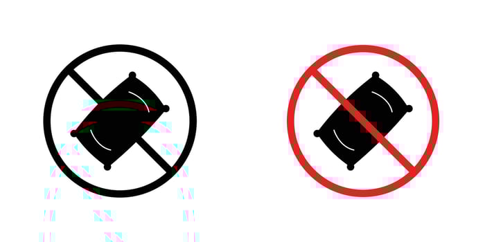 No pillow sign in doodles flat and line stroke pack vector