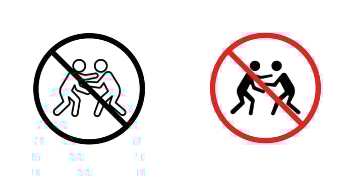 No fight sign in doodles flat and line stroke pack vector