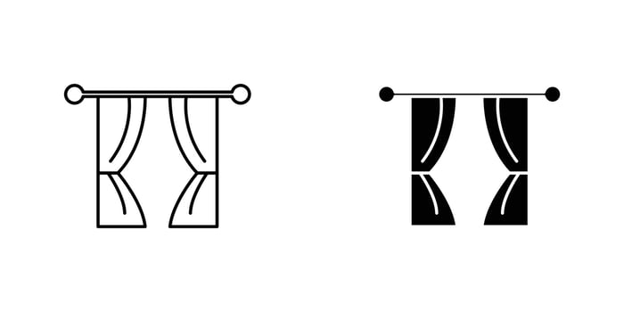 Curtain icon in doodles flat and line stroke pack vector