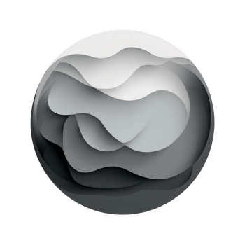 Smooth abstract circle with layered waves in shades of gray, creating calm and serene visual effect. design evokes sense of tranquility and modernity, perfect for various artistic applications png