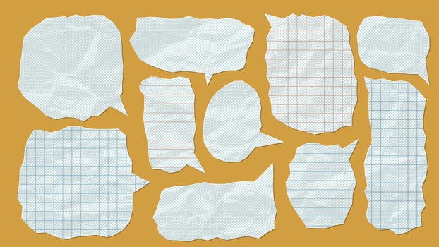 Crumpled paper templates on a colored background vector