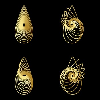 Golden Abstract Spiral Design on Black Background vector