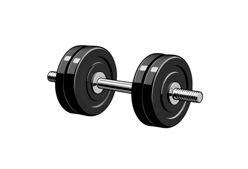 Black gym dumbbell 3D icon illustration cutout for fitness display. png