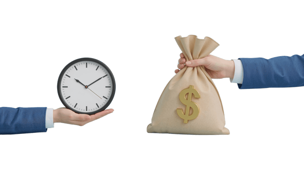 Conceptual visual emphasizing time management and investment strategies for financial success png