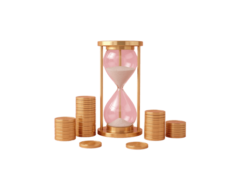 Hourglass illustrating finite resources and the importance of financial planning in the market png
