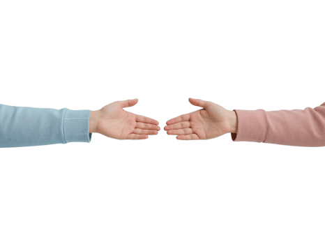 Anticipating contact open palms representing agreement on transparent isolated setting png