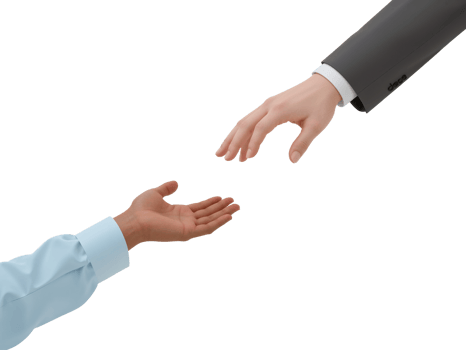 Conceptual partnership depicted by outstretched hands reaching towards each other on isolated png