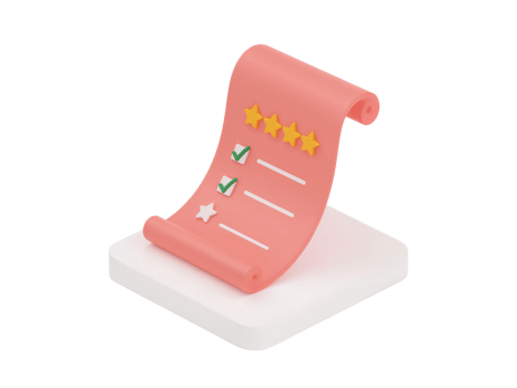 Stylized customer feedback form rendered with four star review indicators and isolated background png