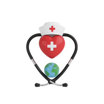 Symbolic global healthcare representation showcasing care and interconnectedness with nurse hat png