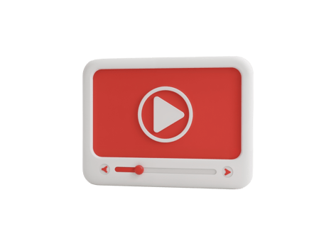 Play Button Icon Displayed on a Red Screen with Progress Bar and transparent backdrop png
