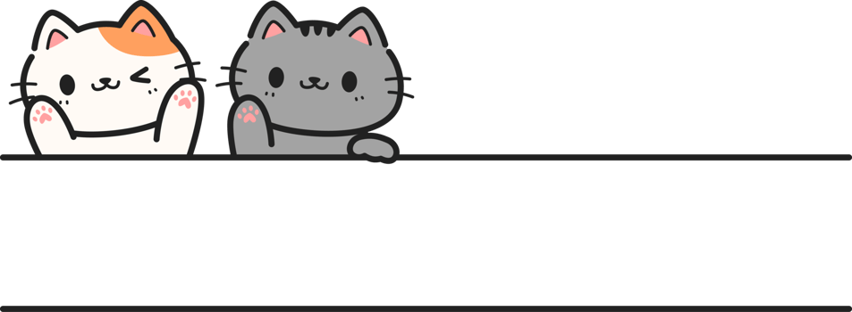 Name frame design with cute two cat greeting cartoon doodle png