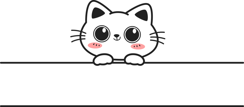 Name frame design with cute cat peeking cartoon doodle png