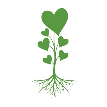A green tree with hearts on it vector