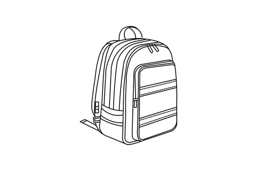 Continuous line school bag drawing with minimalist outline vector