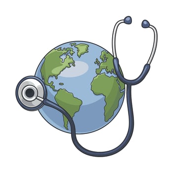 Planet Earth Medical Checkup Concept . vector