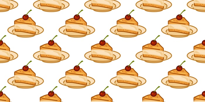 Seamless Cartoon Cake Slice Pattern vector
