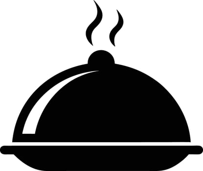 Restaurant plate with steaming food cover icon vector